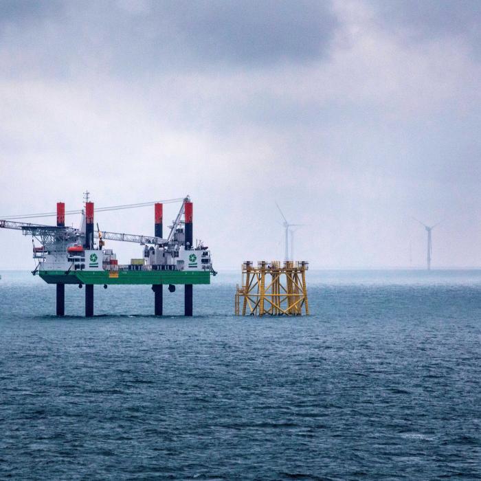 Offshore equipment at Merkur offshore wind farm, Germany